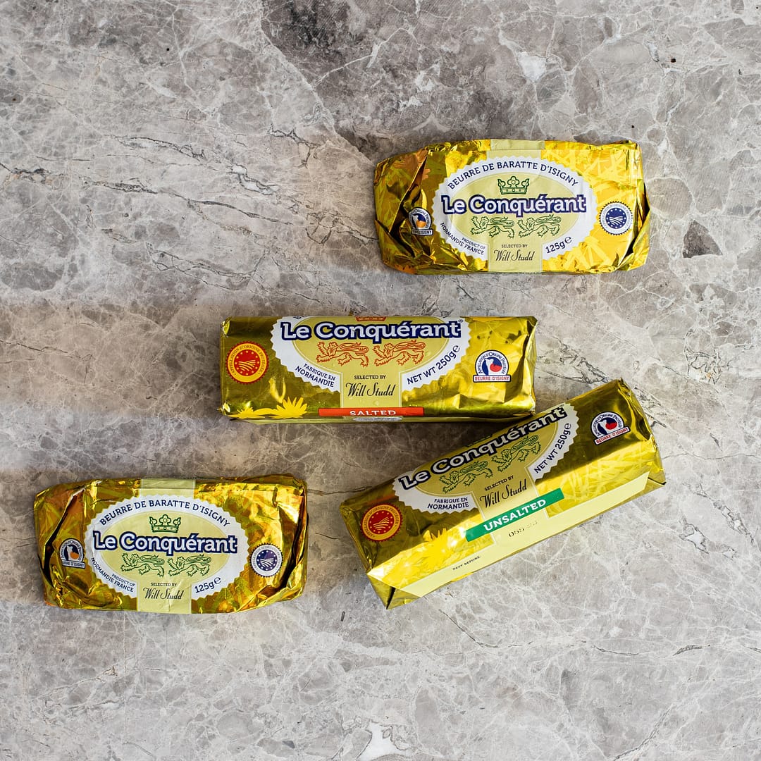 Le Conquerant Butter Packaging Gold Foil Salted Unsalted