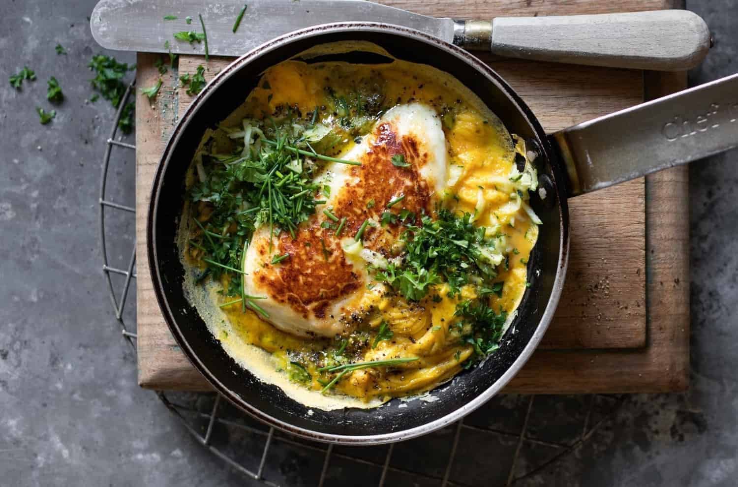 Aphrodite Halloumi Omelette with Fresh Herbs Breakfast Recipe